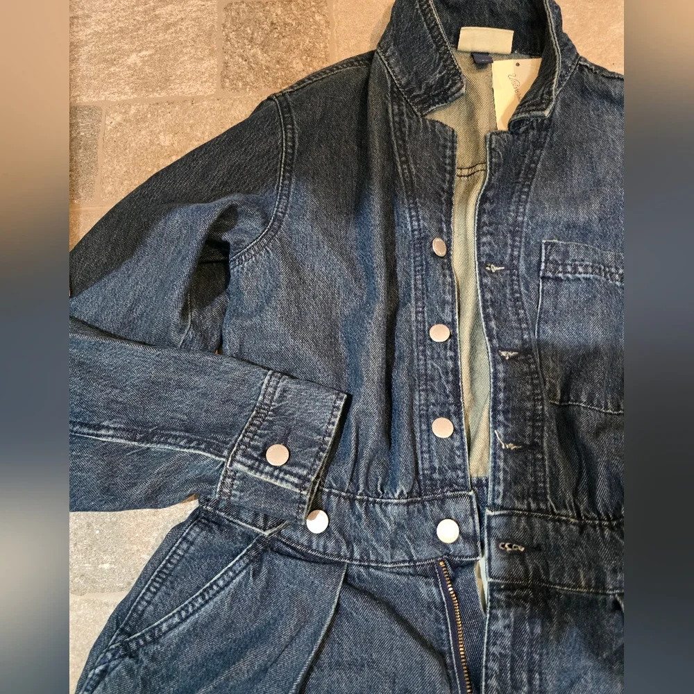 NWT Denim Blue Women's Jean Romper Size 6 Small Medium Button Up Cinch Waist - Picture 5 of 7